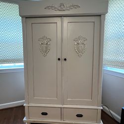 Beautiful White Armoire w/Drawers and Rod in Great Condition 29d x 49w x 77.5h Smoke and pet free household.