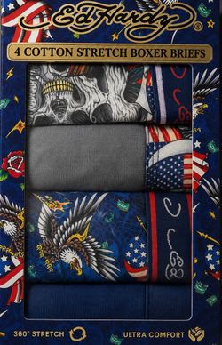 Ed Hardy Boxer Briefs – 4-pack of cotton stretch comfort you can feel all day long!