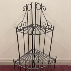 Small (32"H x 12"D) FOLDING METAL CORNER ETAGERE - price as posted is firm.