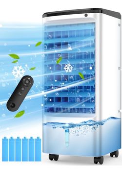 Windowless Portable Air Conditioners w/6Ice Packs, 4Modes&3Speeds, 600Sq.ft Swamp Cooler, Dual Tank for 15H Cooling, 12H Timer, 26Ft Remote, 65°Swing 