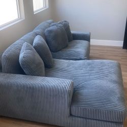 Brand New Dark Grey Corduroy Sofa Chaise