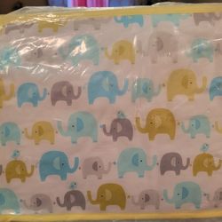 Crib Bumper Blue And Yellow Elephants 