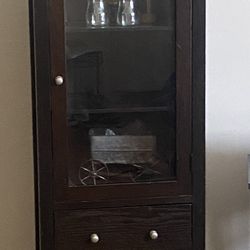 Storage Cabinet With Glass Door & 2 Drawers 