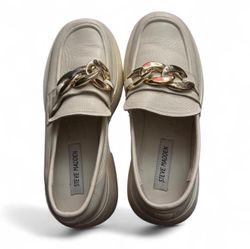 Steve Madden Harbor Chunky Chain Loafers – Cream (Size 9.5)