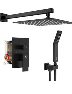 Sunrise 12 inch rain shower complete system with all metal valve and trim