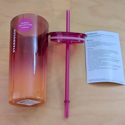 New Starbucks 18 Oz Hawaii Collection Tumbler Ombre Iced Coffee Cup