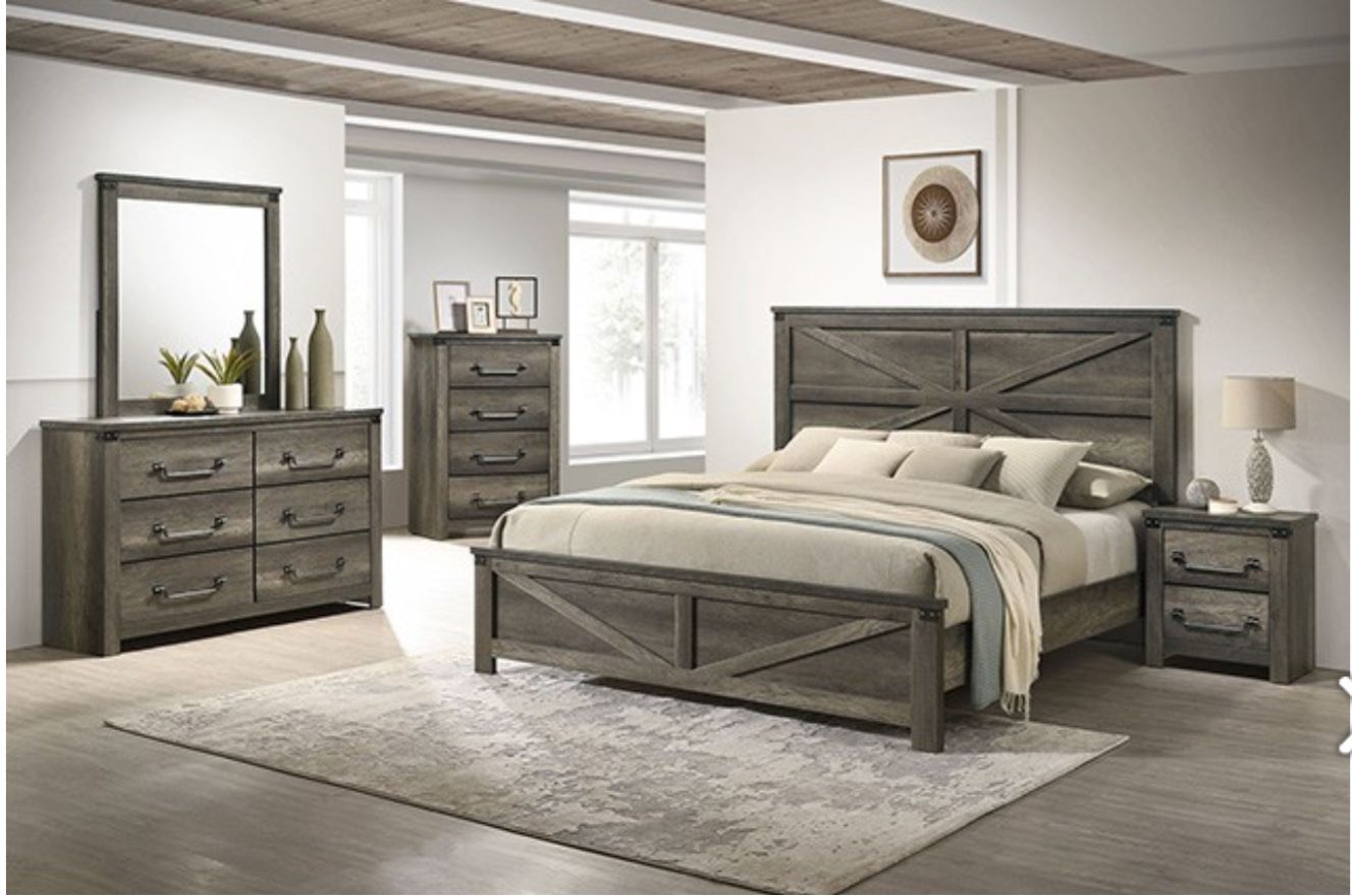 Queen Bedroom Set Includes Dresser,mirror,nightstand And Queen Size Bed Frame 