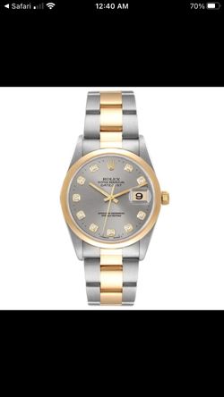 Rolex Datejust Steel Yellow Gold Slate Diamond Dial Mens Watch 16203