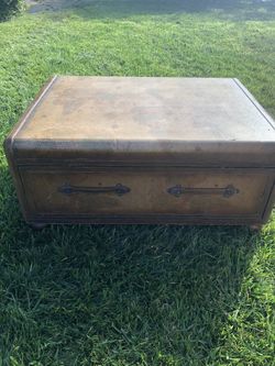 Fantastic vintage trunk with the world map