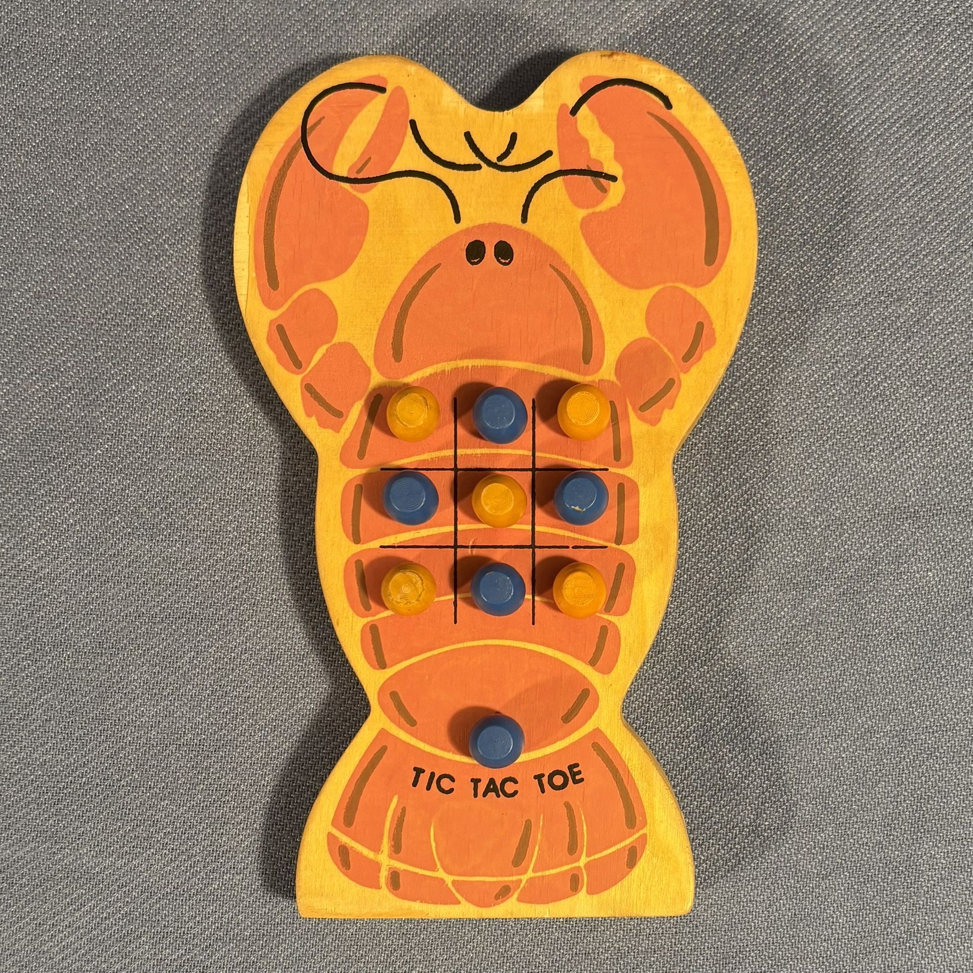 Wooden Lobster Tic-Tac-Toe Game Board