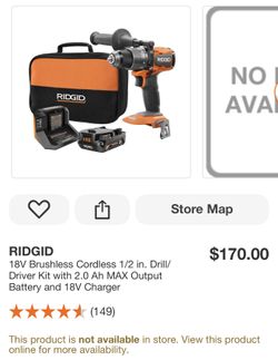 RIDGID 18V Brushless Cordless 1/2 in. Drill/ Driver Kit with 2.0 Ah MAX Output Battery and 18V Charger
