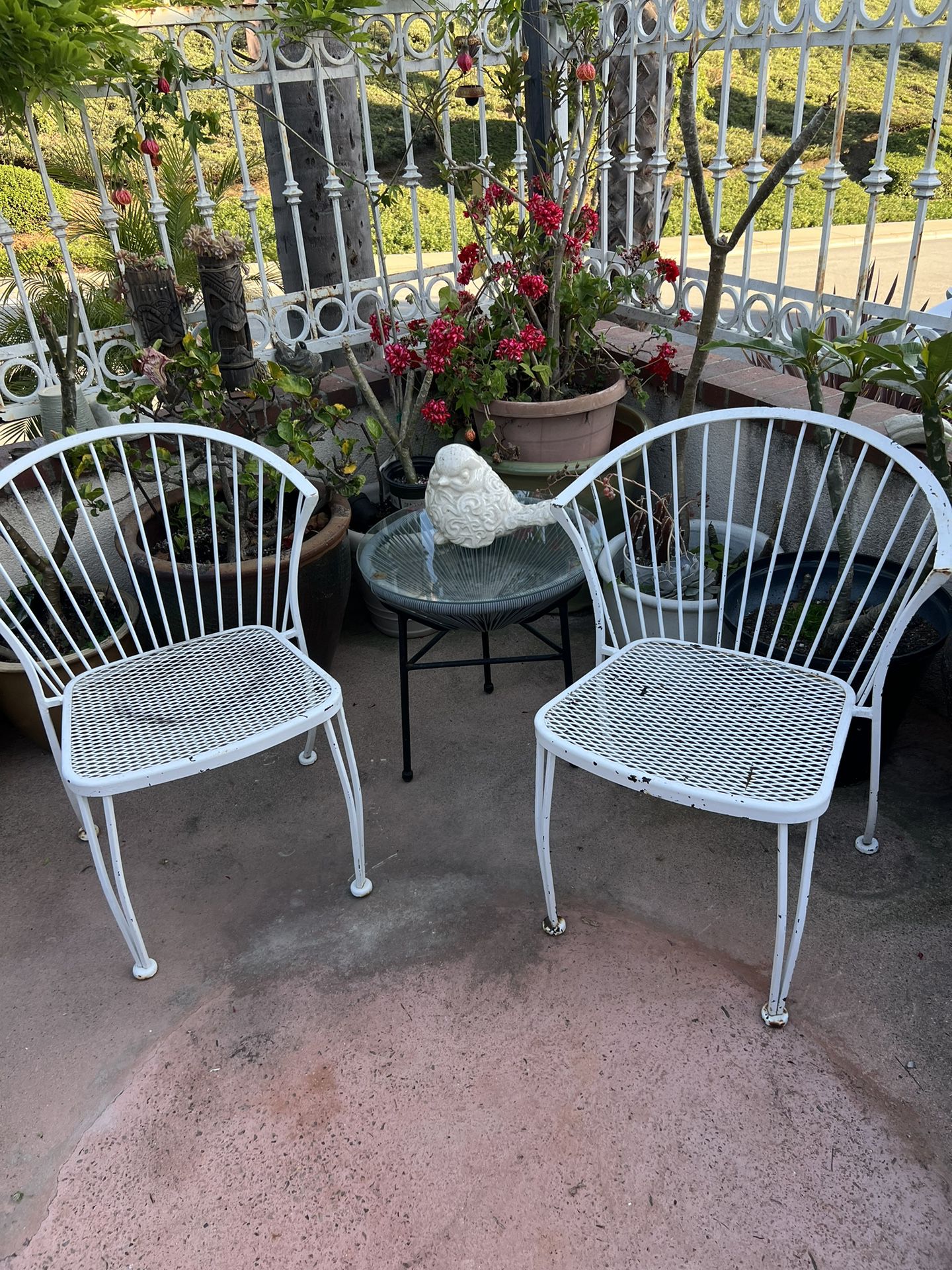 Bistro Set, Wrought Item Chairs, Normal Signs Of Used, Very Steady $49 