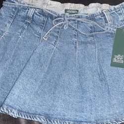 Pleated Denim Mini Skort (NWT)