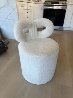 White Boucle Accent Chair with Loop Back