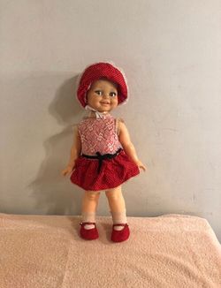 Vintage 1966 Ideal Toy Giggles 18” Doll With Outfit