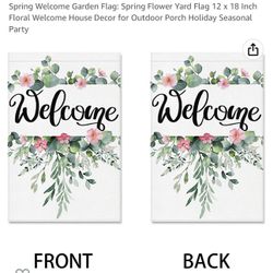 Spring Welcome Garden Flag: Spring Flower Yard Flag 12 x 18 Inch Floral Welcome House Decor for Outdoor Porch Holiday Seasonal Party