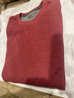 Mens Lee burgundy L/S waffle knit thermal crewneck shirt men’s size L
