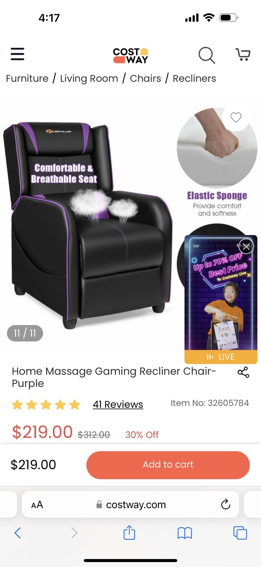 Gaming Chair Black S-Racer
