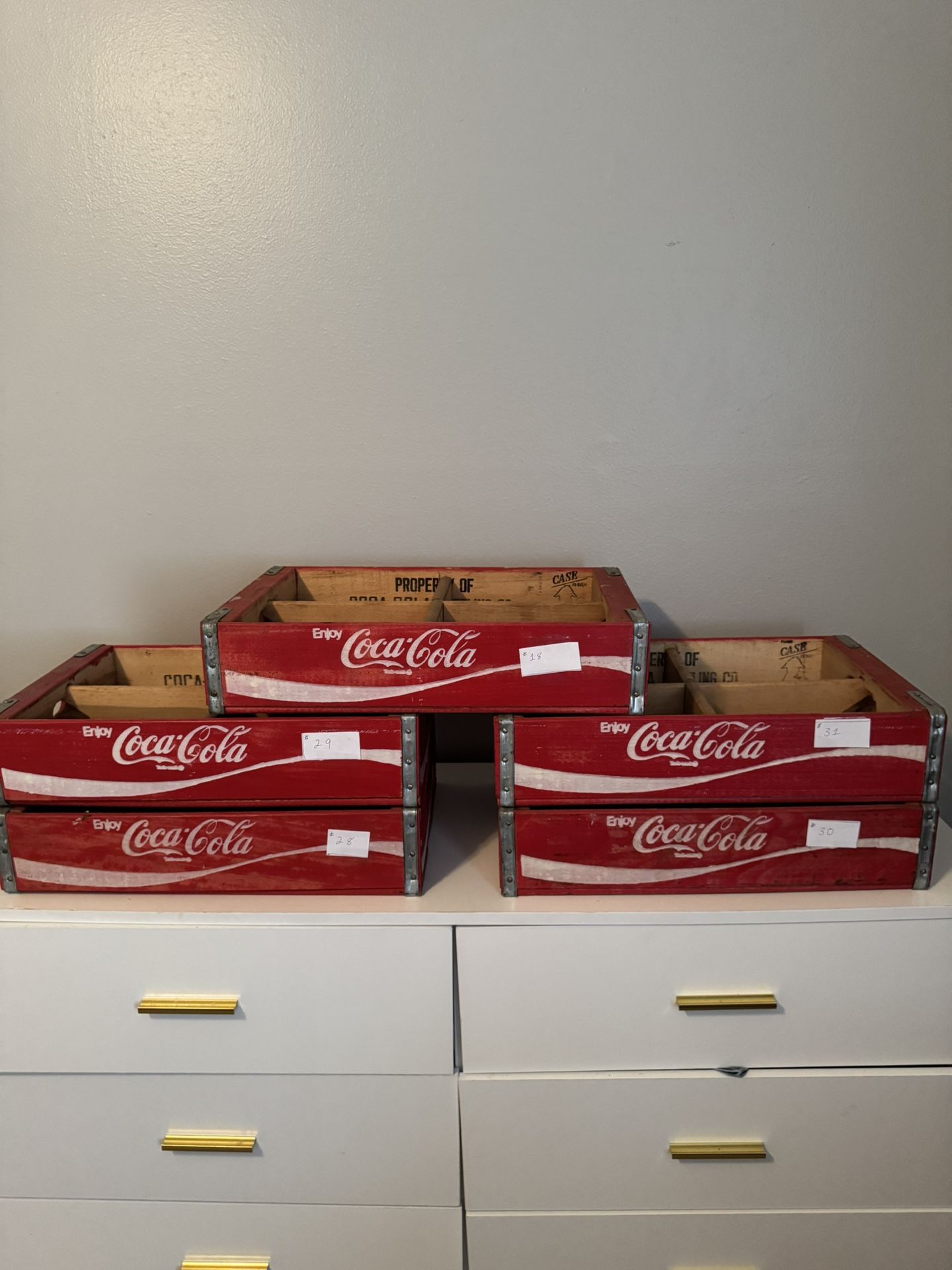 4 Near-Mint Vintage Coca-Cola Crates - Clean "Kitchen Grade" (Rare 4-Slot)