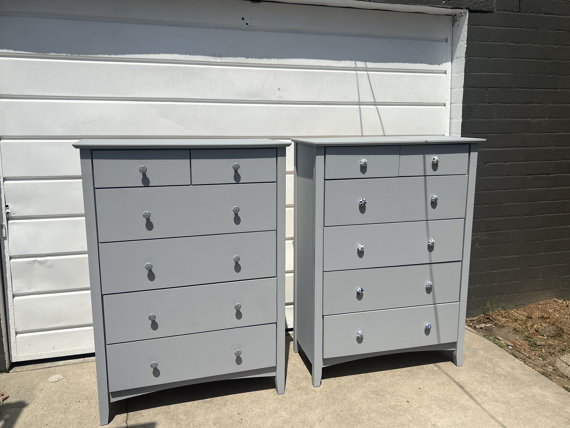 Two Charming Wooden Dressers with Unique Hardware