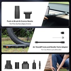 U-ZM Car Vacuum Portable Cordless, 12000Pa 3-in-1 Car Vacuum Cleaner and Tire Inflator, 5000mAh Battery, 150 PSI, LED Light, Type-C Charge, Portable T