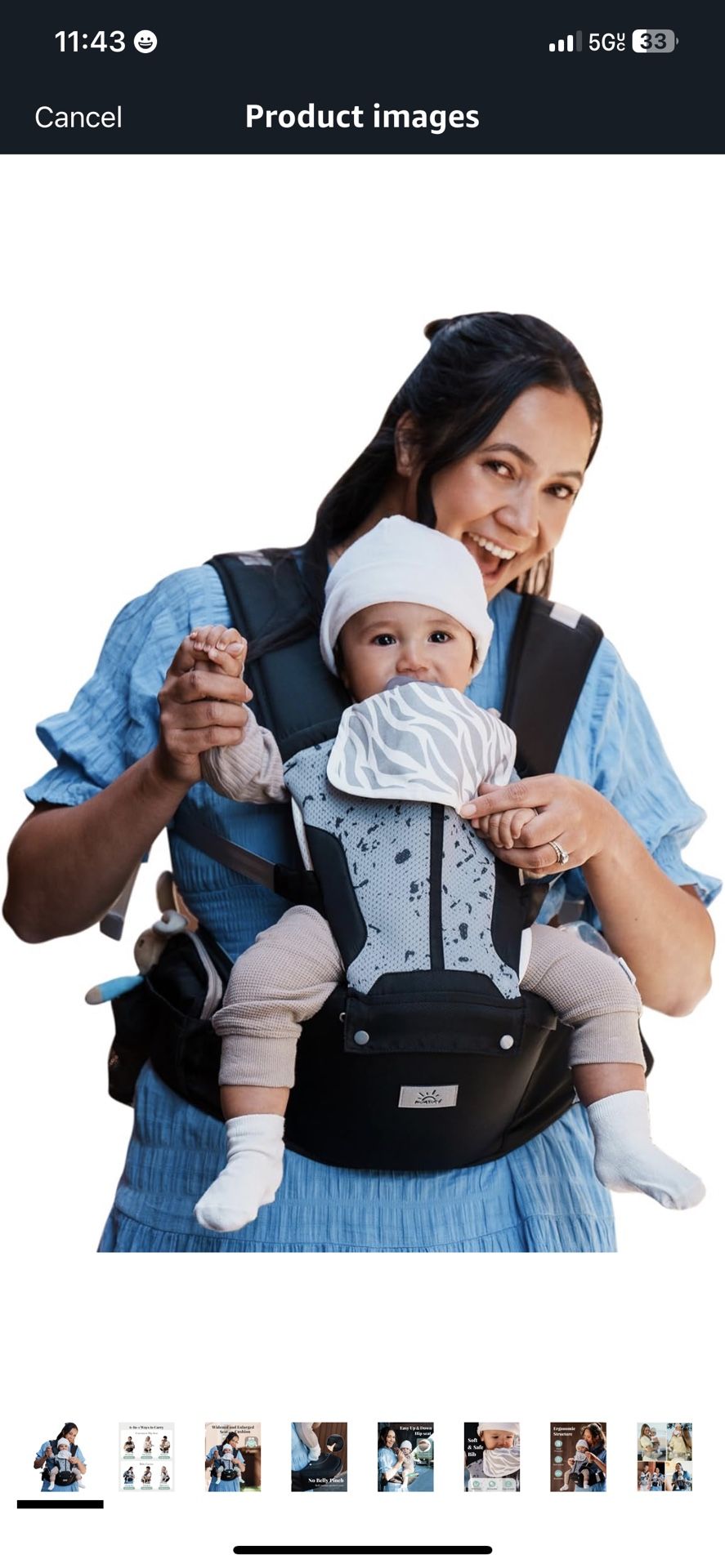 Baby Carrier, MOMTORY Safety-Certified 6-in-1 Baby Carrier Newborn to Toddler, Adjustable Detachable Infant Baby Hip Seat Carrier for 7-50lbs, All Sea