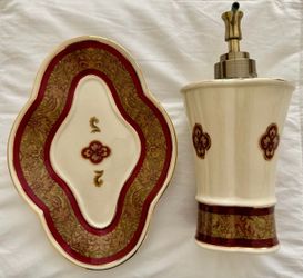 Gracefully attractive SOAP PUMP, DISH & lidded JAR - All 3 for $25