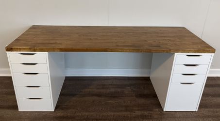 Large Desk with Butcher Block Top
