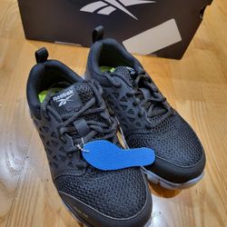 Size 5 Wide - Reebok Womens SubLite Cushion Alloy Toe Athletic Work Shoe Black