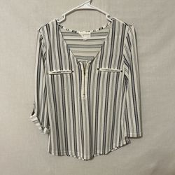 Women's Striped Top with Zipper Detail