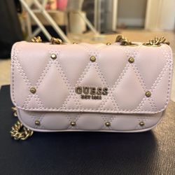 GUESS Quilted Mini Chain Shoulder Bag (Rose Pink)