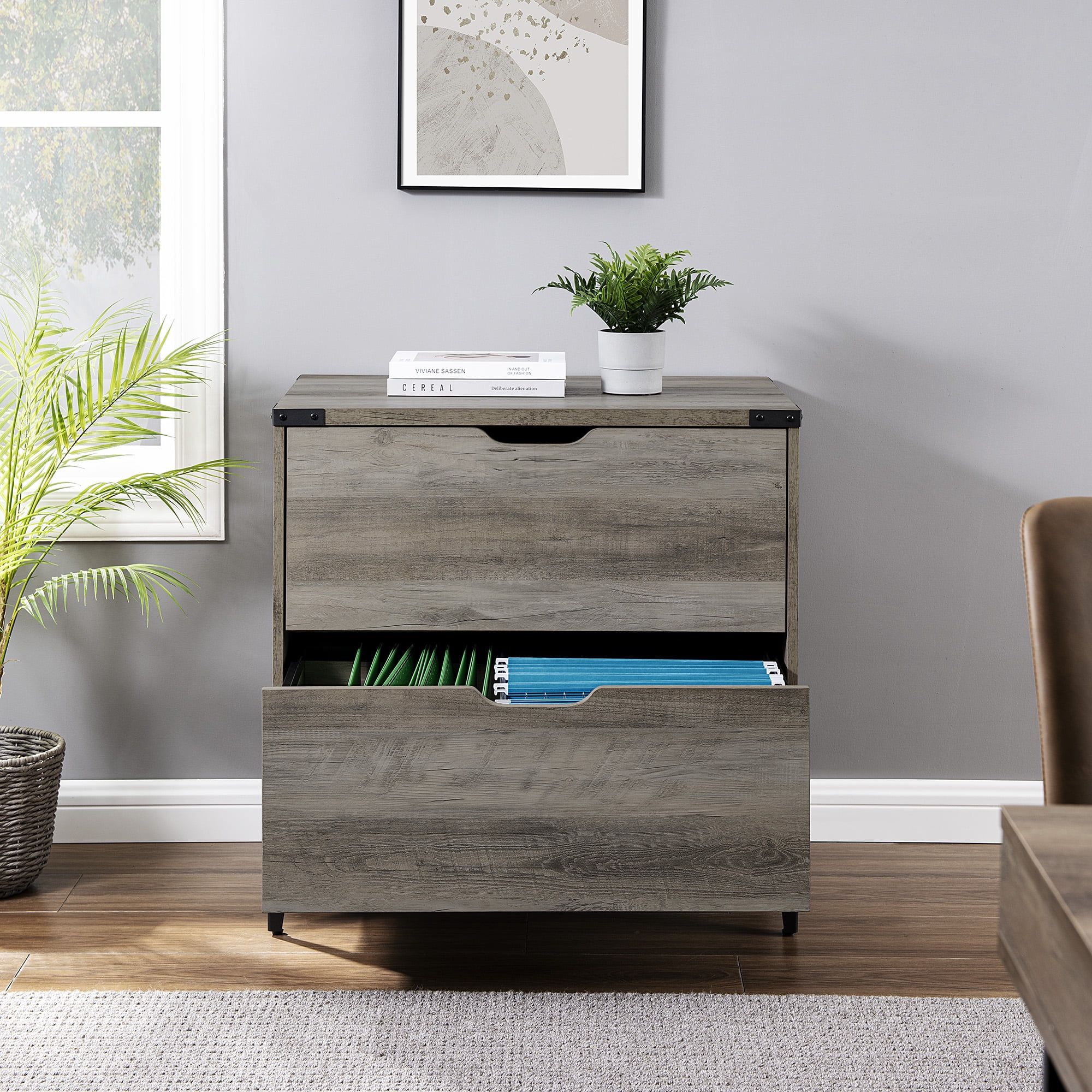 Manor Park Modern Industrial 2-Drawer File Cabinet, Grey Wash