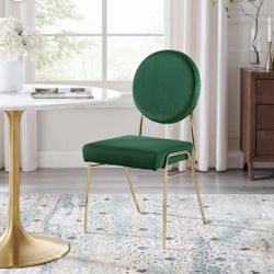 New Modway Craft Performance Velvet Upholstered Side Dining Chair in Gold Green