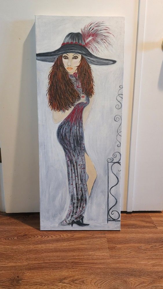 Vantage Beautiful Girl Canvas Painting 40"L /16"W/1 1/2"D
