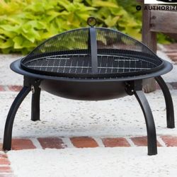 New in Box Wood Fire Pit And Grill 22"Black Color 