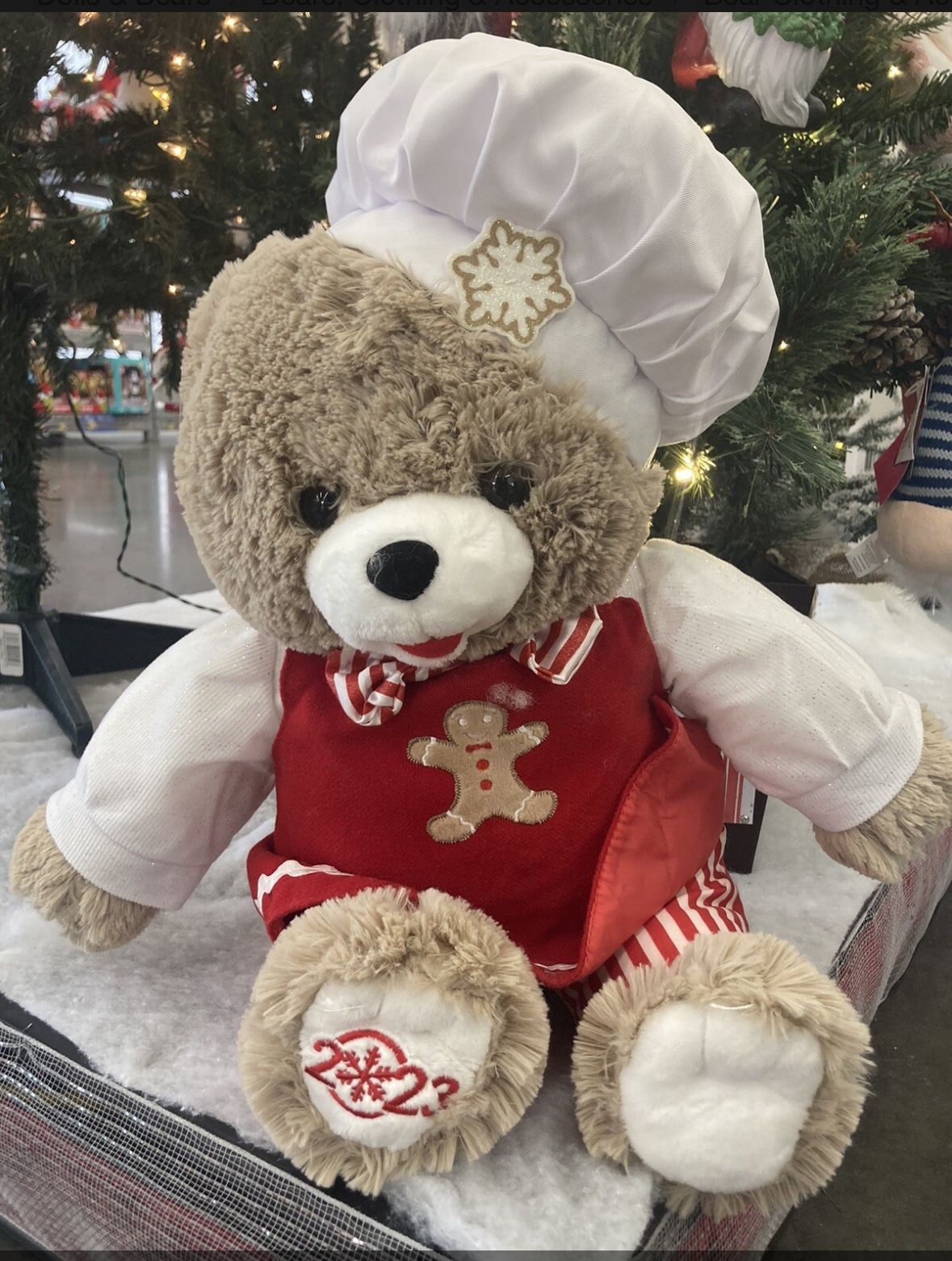 Holiday Time 15 in Red Snowflake Teddy Baker Boy Plush Toy 2023
