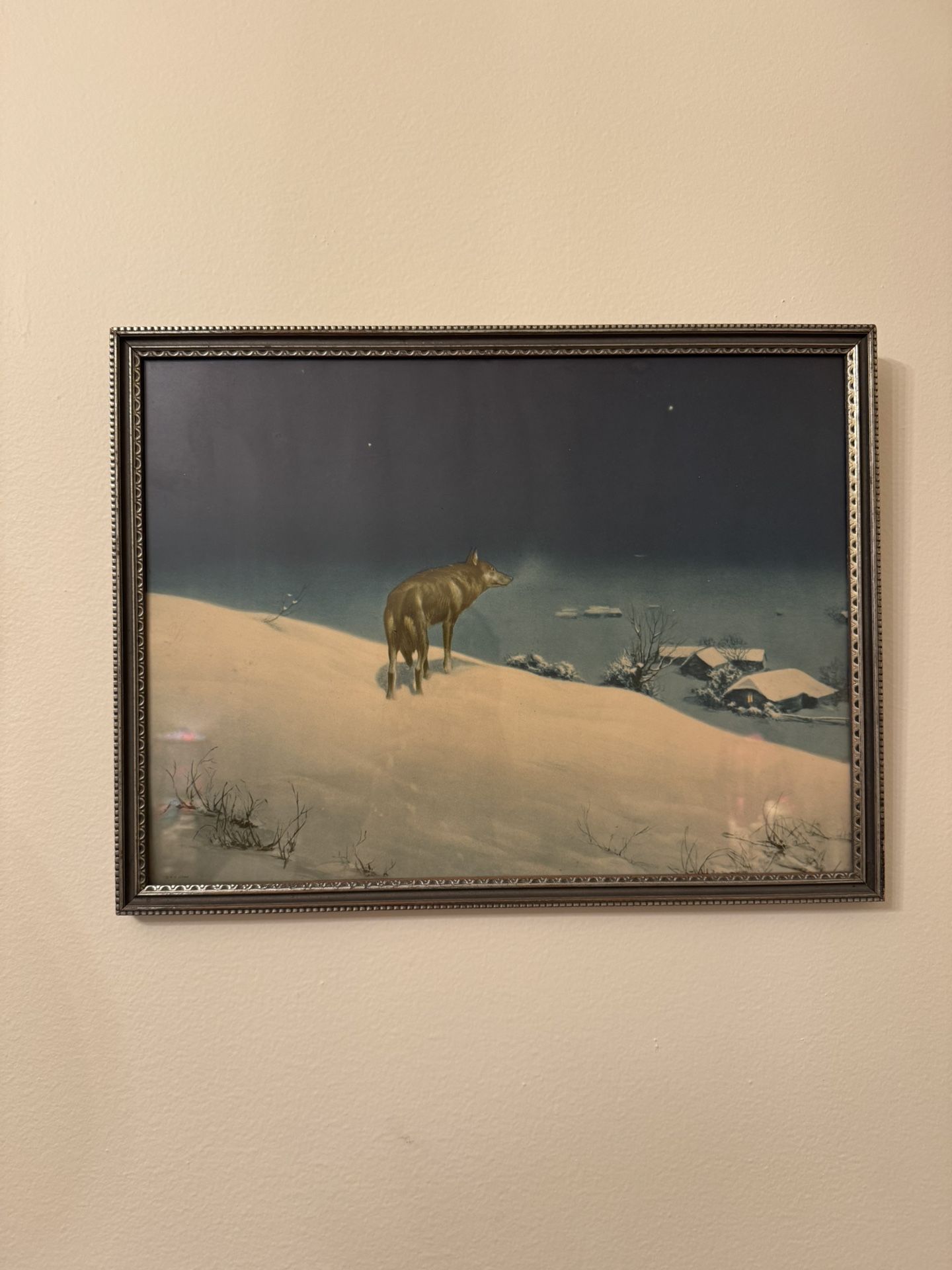 Antique Lone Wolf Painting