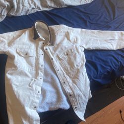 Brandy Melville White Denim Coat