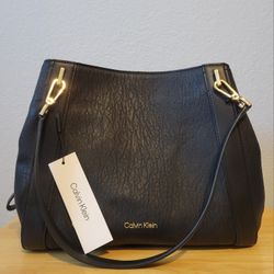 NEW Calvin Klein Black Leather Shoulder Bag