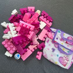 Mega Bloks Pink & White Building Blocks Set (Peppa Pig Bag) - Preowned