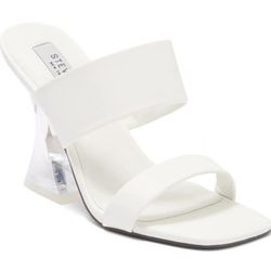 *NIB* Steven New York White Brinne Strappy Sandal w/ Clear Lucite Heel Size 7.5