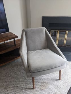 West Elm Parker Slipper Chair - Velvet Dove Gray (Pristine Condition)