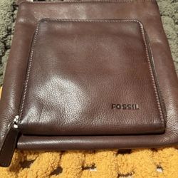 VTG Fossil Women's Harper Small Pebbled Leather Dark Brown Crossbody