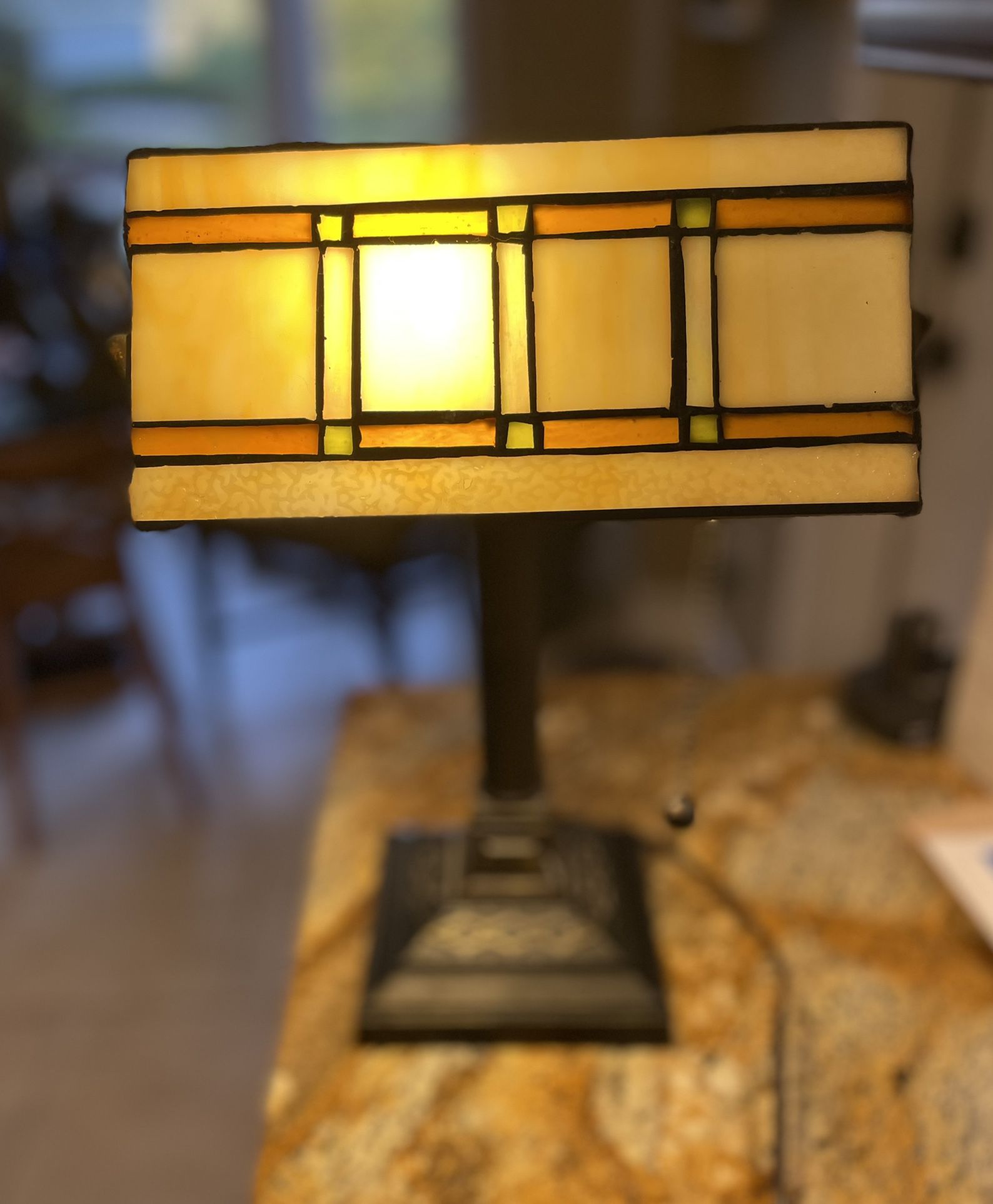 Stained Glass Desktop Library Lamp Like New!