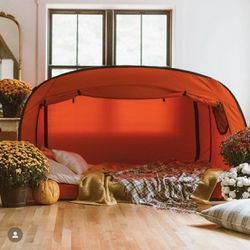 Orange Queen Size Privacy Pop Bed Tent