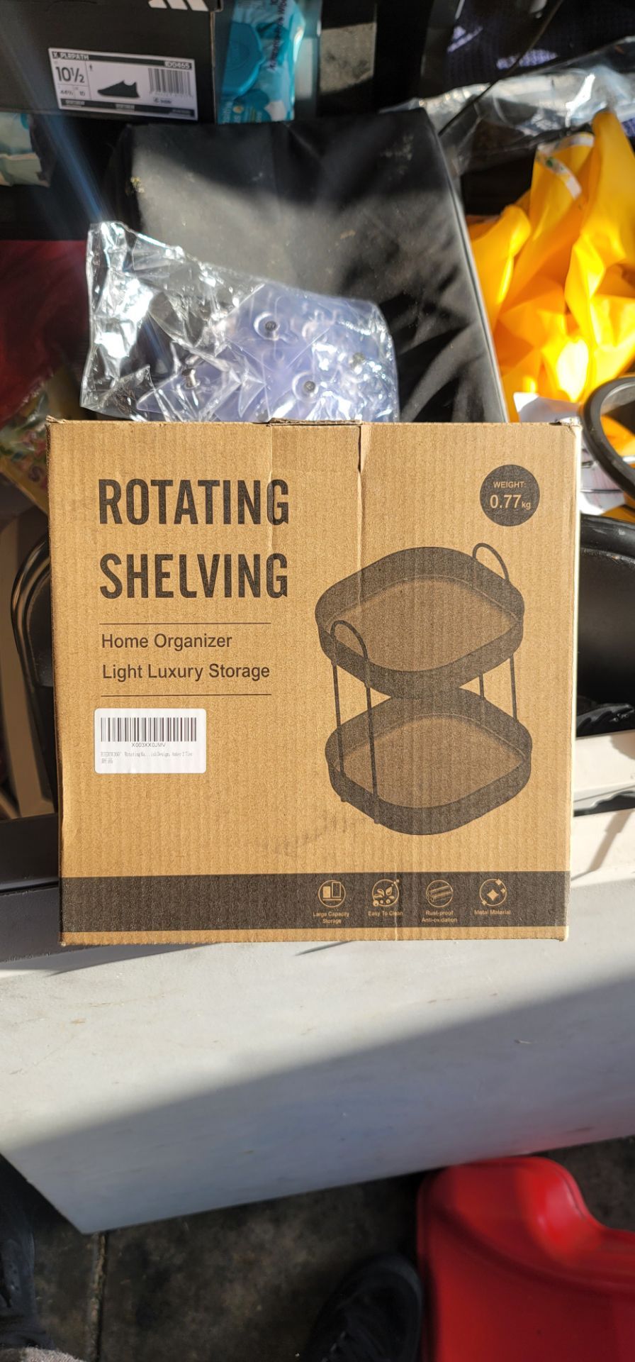 360 Rotating 2 Tier Shelving Amber New In Box Plastic And Metal (5 on stock)