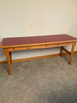 Oak Writing Desk with Leather Top