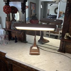 Large MCM 1940s Metal Desk Lamp, Art Specialty Co Chicago Metal Industrial Desk Lamp