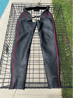 Riding Chaps Black Leather w/ Red Piping LIKE NEW