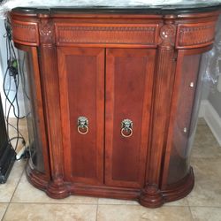 Mahogany Wood and Stone Buffet Table